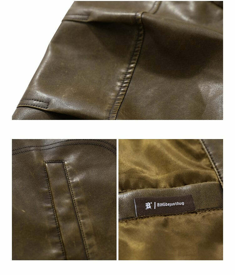 BJHG Vintage Motorcycle Jacket - Y2K Grunge, 90s Fashion, Retro Style, Y2K Summer & Party Outfits