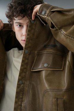 BJHG Vintage Motorcycle Jacket - Y2K Grunge, 90s Fashion, Retro Style, Y2K Summer & Party Outfits