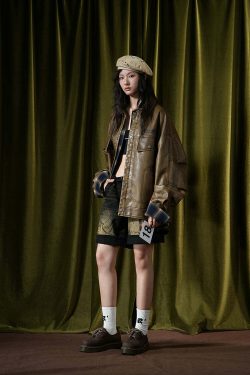 BJHG Vintage Motorcycle Jacket - Y2K Grunge, 90s Fashion, Retro Style, Y2K Summer & Party Outfits