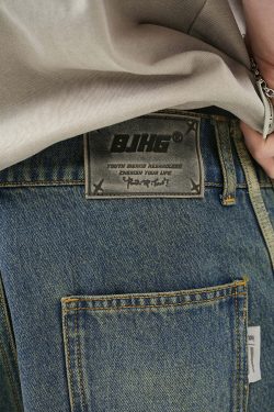 BJHG Vintage Striped Denim Jeans - Y2K Summer, 90s Grunge, Retro Hip Hop, Y2K Club Outfits
