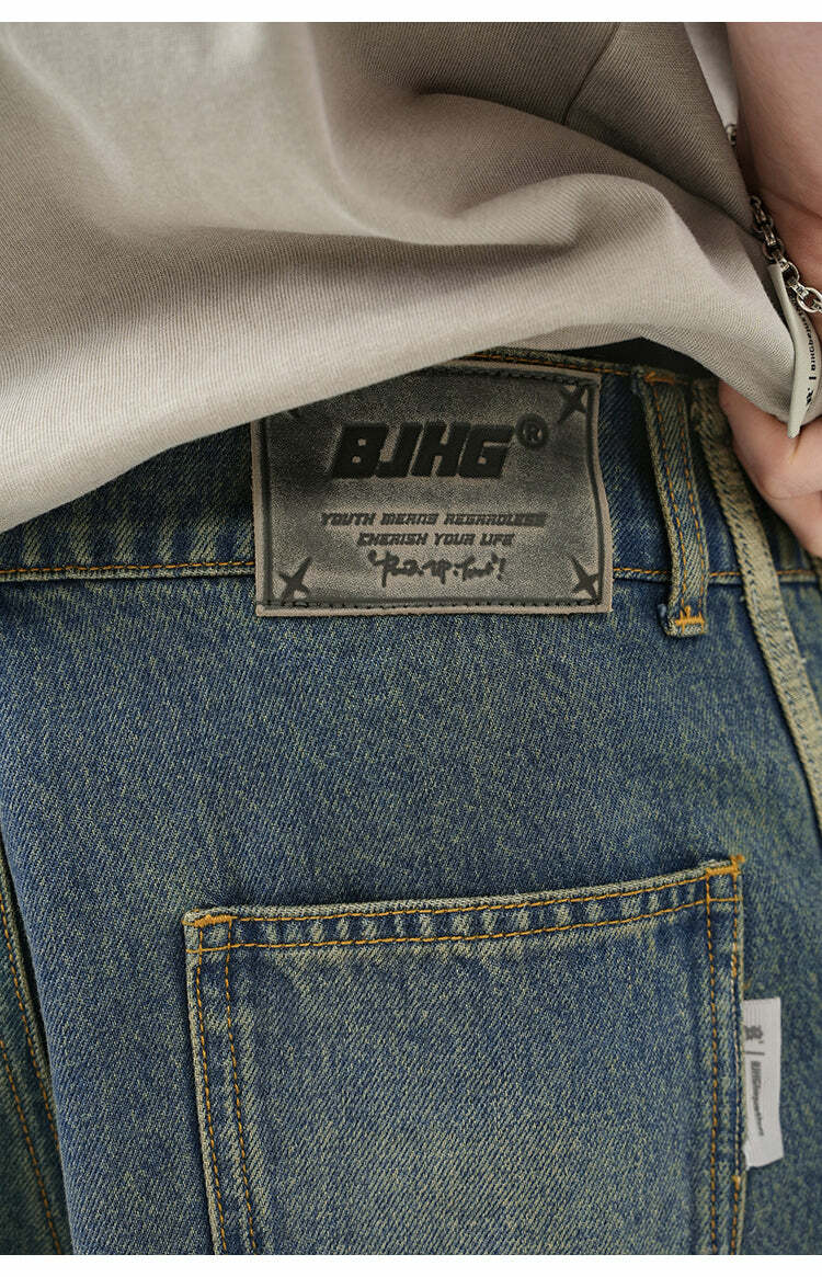 BJHG Vintage Striped Denim Jeans - Y2K Summer, 90s Grunge, Retro Hip Hop, Y2K Club Outfits