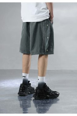 BJHG Y2K Button-Up Shorts - 90s Grunge, Retro Summer Outfits, Pastel Goth, Hip Hop Fashion