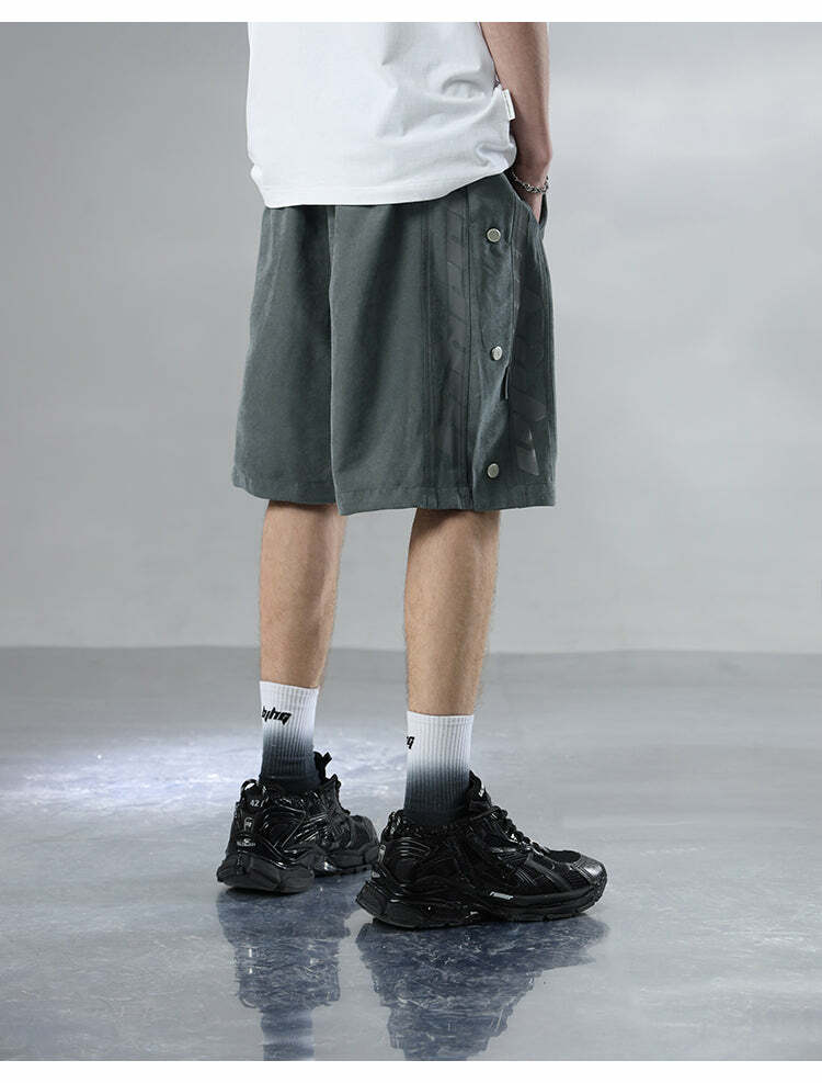 BJHG Y2K Button-Up Shorts - 90s Grunge, Retro Summer Outfits, Pastel Goth, Hip Hop Fashion