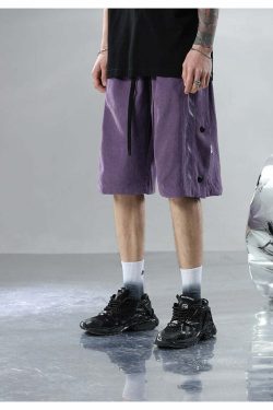 BJHG Y2K Button-Up Shorts - 90s Grunge, Retro Summer Outfits, Pastel Goth, Hip Hop Fashion