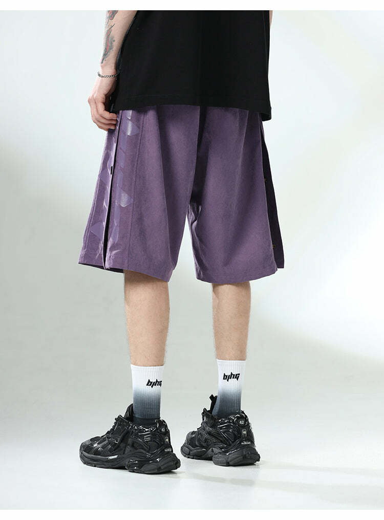 BJHG Y2K Button-Up Shorts - 90s Grunge, Retro Summer Outfits, Pastel Goth, Hip Hop Fashion