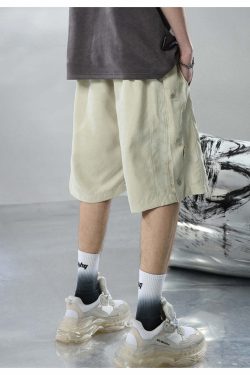 BJHG Y2K Button-Up Shorts - 90s Grunge, Retro Summer Outfits, Pastel Goth, Hip Hop Fashion