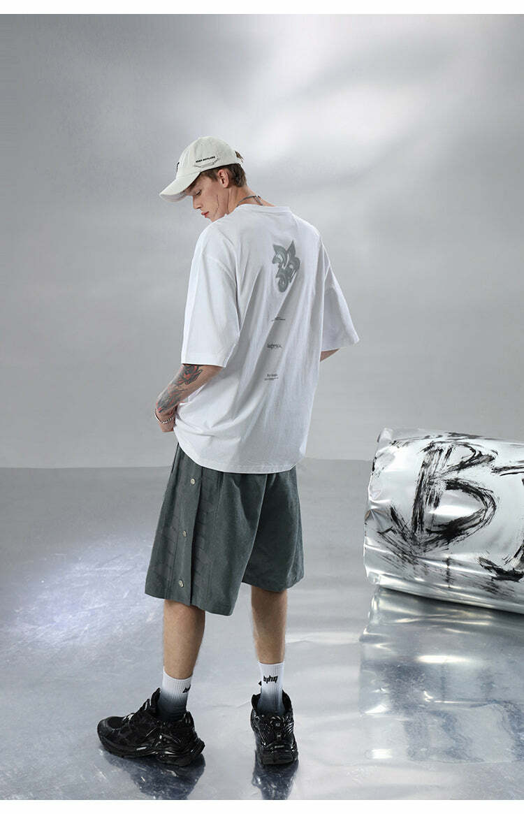 BJHG Y2K Button-Up Shorts - 90s Grunge, Retro Summer Outfits, Pastel Goth, Hip Hop Fashion