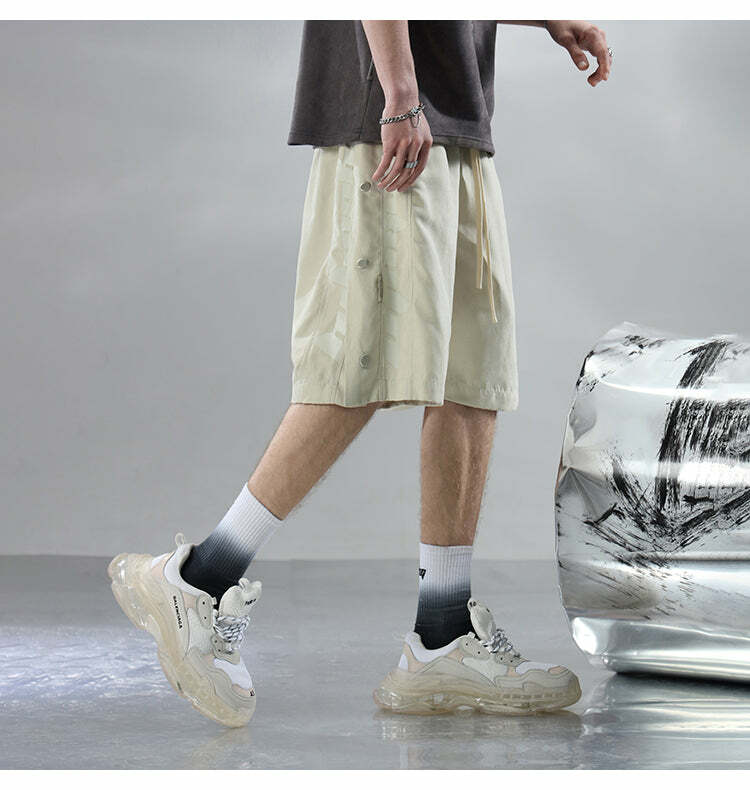BJHG Y2K Button-Up Shorts - 90s Grunge, Retro Summer Outfits, Pastel Goth, Hip Hop Fashion
