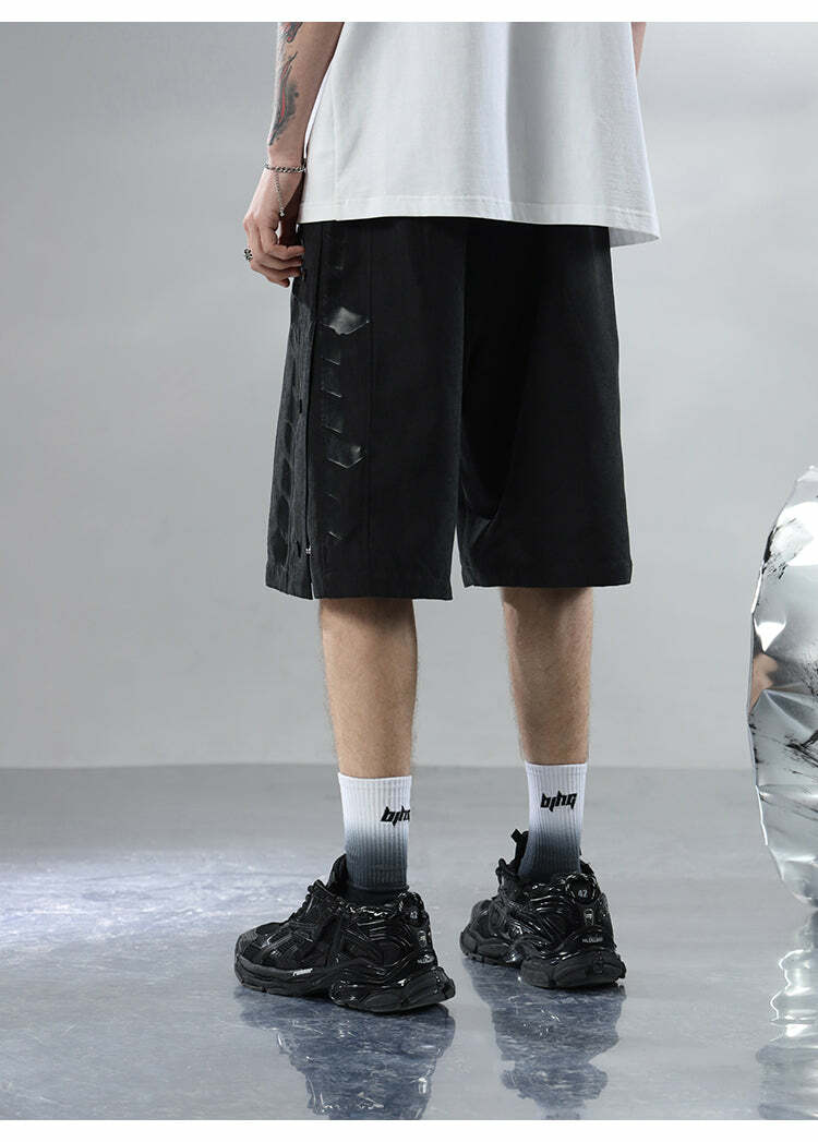 BJHG Y2K Button-Up Shorts - 90s Grunge, Retro Summer Outfits, Pastel Goth, Hip Hop Fashion