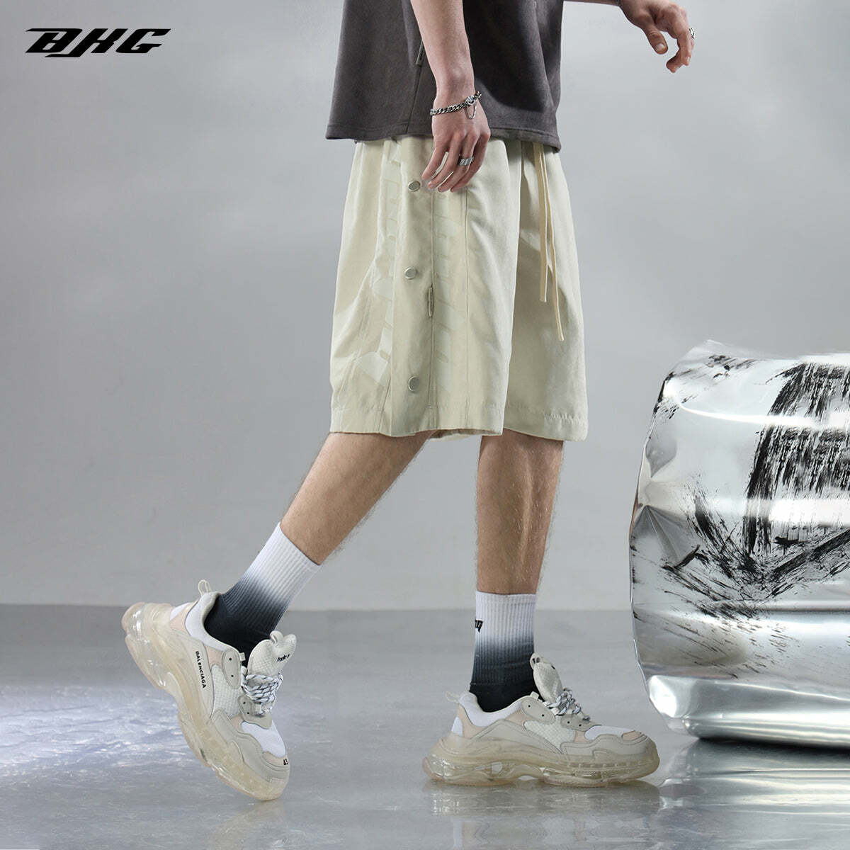 BJHG Y2K Button-Up Shorts - 90s Grunge, Retro Summer Outfits, Pastel Goth, Hip Hop Fashion