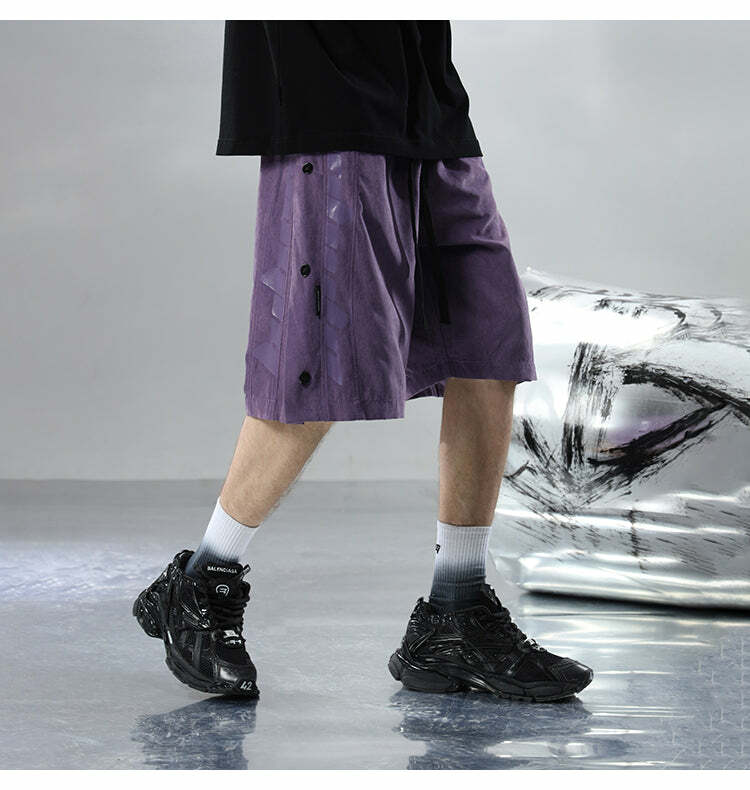 BJHG Y2K Button-Up Shorts - 90s Grunge, Retro Summer Outfits, Pastel Goth, Hip Hop Fashion