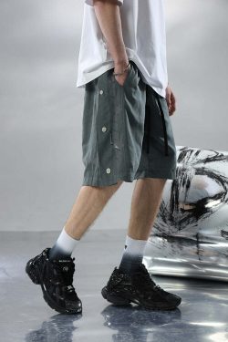 BJHG Y2K Button-Up Shorts - 90s Grunge, Retro Summer Outfits, Pastel Goth, Hip Hop Fashion
