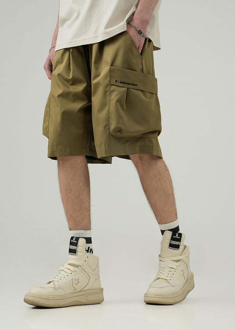 BJHG Y2K Grunge 5-Pocket Varsity Shorts - Retro 90s Summer Outfit, Pastel Goth Style