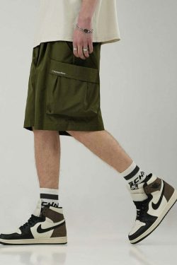 BJHG Y2K Grunge 5-Pocket Varsity Shorts - Retro 90s Summer Outfit, Pastel Goth Style