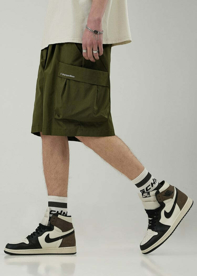 BJHG Y2K Grunge 5-Pocket Varsity Shorts - Retro 90s Summer Outfit, Pastel Goth Style