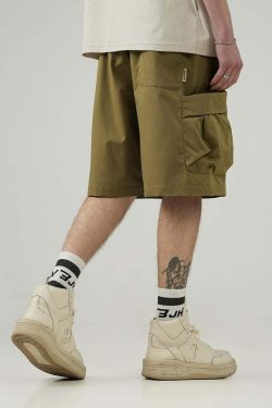BJHG Y2K Grunge 5-Pocket Varsity Shorts - Retro 90s Summer Outfit, Pastel Goth Style