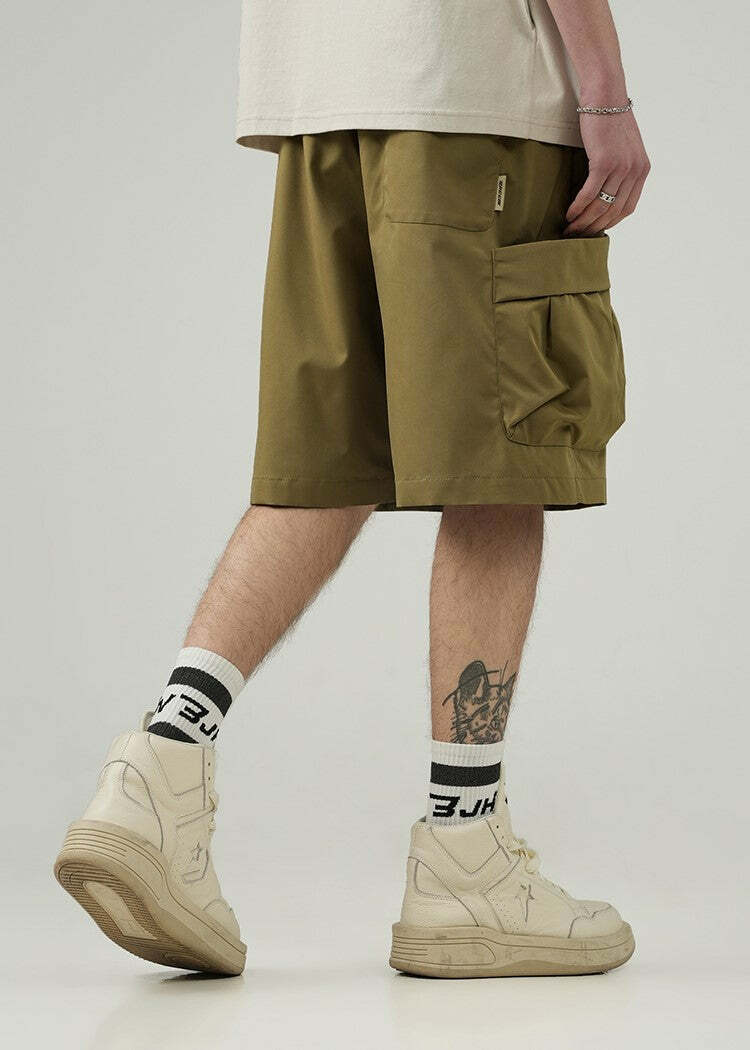 BJHG Y2K Grunge 5-Pocket Varsity Shorts - Retro 90s Summer Outfit, Pastel Goth Style
