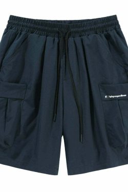 BJHG Y2K Grunge 5-Pocket Varsity Shorts - Retro 90s Summer Outfit, Pastel Goth Style