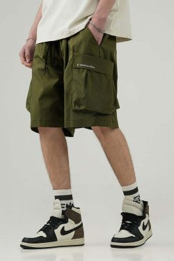 BJHG Y2K Grunge 5-Pocket Varsity Shorts - Retro 90s Summer Outfit, Pastel Goth Style