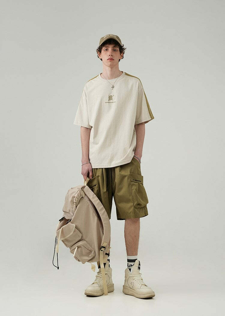 BJHG Y2K Grunge 5-Pocket Varsity Shorts - Retro 90s Summer Outfit, Pastel Goth Style