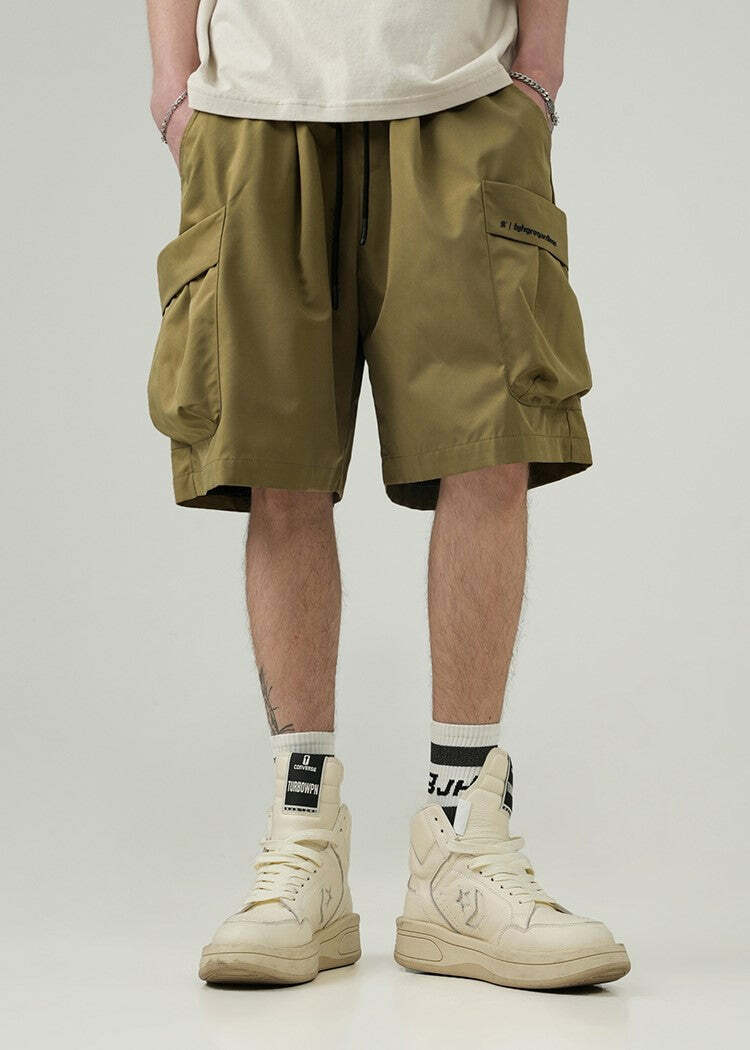 BJHG Y2K Grunge 5-Pocket Varsity Shorts - Retro 90s Summer Outfit, Pastel Goth Style