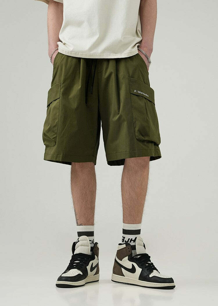 BJHG Y2K Grunge 5-Pocket Varsity Shorts - Retro 90s Summer Outfit, Pastel Goth Style