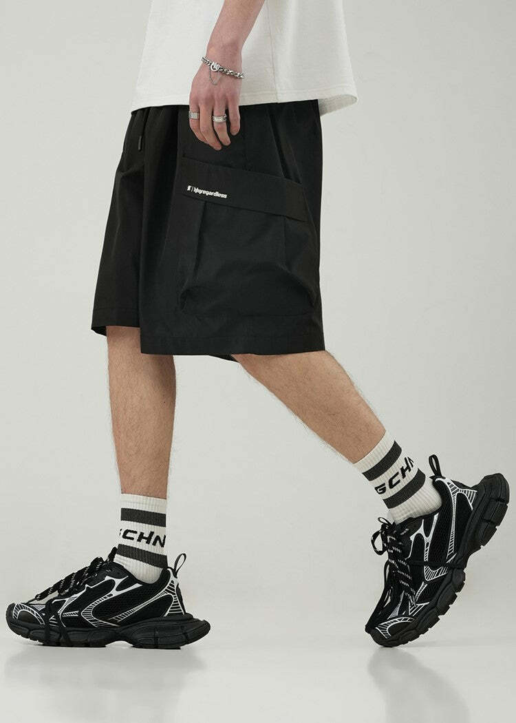 BJHG Y2K Grunge 5-Pocket Varsity Shorts - Retro 90s Summer Outfit, Pastel Goth Style