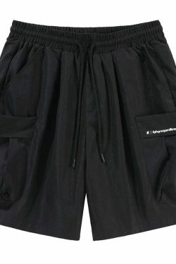 BJHG Y2K Grunge 5-Pocket Varsity Shorts - Retro 90s Summer Outfit, Pastel Goth Style