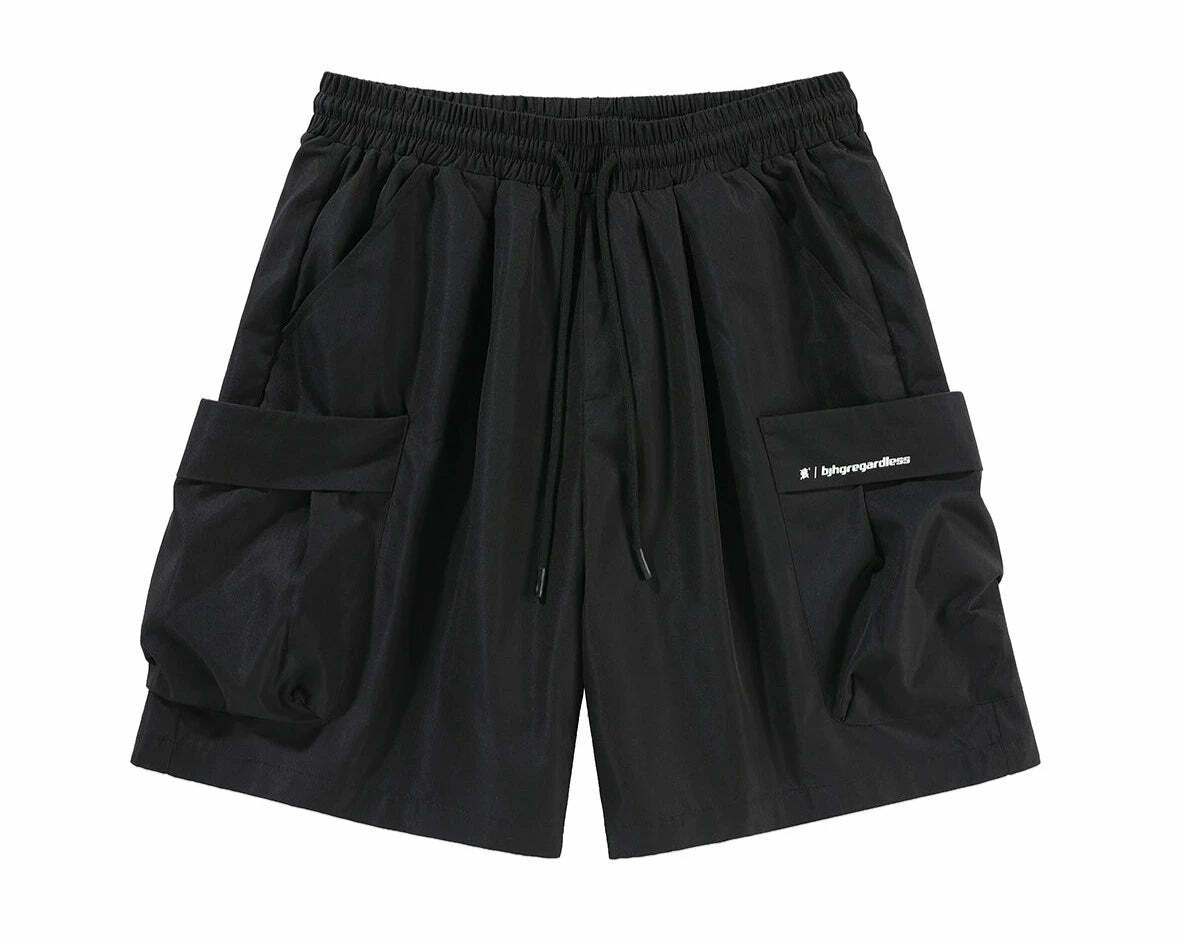 BJHG Y2K Grunge 5-Pocket Varsity Shorts - Retro 90s Summer Outfit, Pastel Goth Style