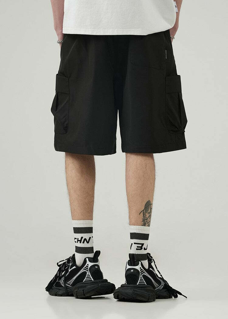 BJHG Y2K Grunge 5-Pocket Varsity Shorts - Retro 90s Summer Outfit, Pastel Goth Style