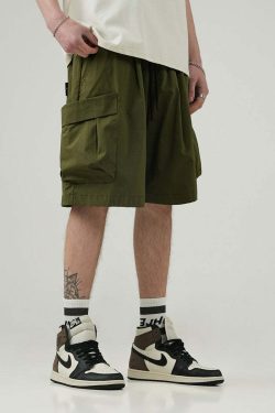 BJHG Y2K Grunge 5-Pocket Varsity Shorts - Retro 90s Summer Outfit, Y2K Fashion Essentials