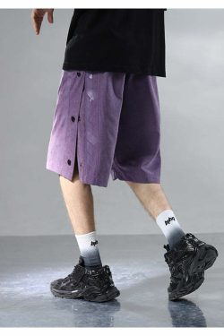 BJHG Y2K Grunge Button-Up Shorts - 90s Retro Summer Outfit, Pastel Goth, Hip Hop Fashion