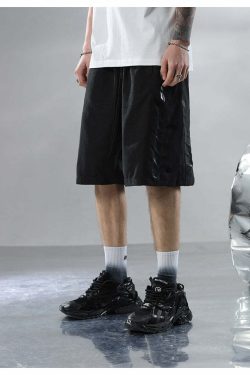 BJHG Y2K Grunge Button-Up Shorts - 90s Retro Summer Outfit, Pastel Goth, Hip Hop Fashion