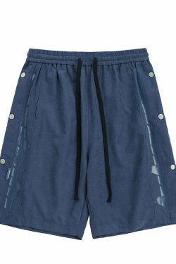 BJHG Y2K Grunge Button-Up Shorts - 90s Retro Summer Outfit, Pastel Goth, Hip Hop Fashion