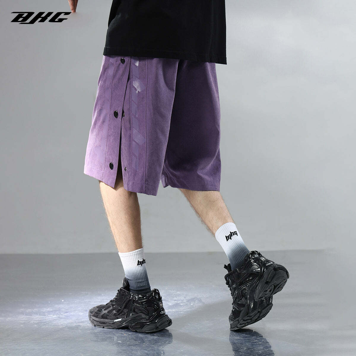 BJHG Y2K Grunge Button-Up Shorts - 90s Retro Summer Outfit, Pastel Goth, Hip Hop Fashion
