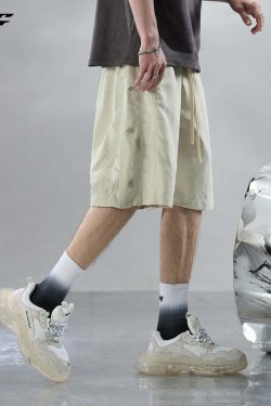 BJHG Y2K Grunge Button-Up Shorts - 90s Retro Summer Outfit, Pastel Goth, Hip Hop Fashion