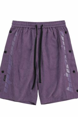 BJHG Y2K Grunge Button-Up Shorts - 90s Retro Summer Outfit, Pastel Goth, Hip Hop Fashion