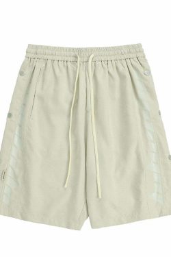 BJHG Y2K Grunge Button-Up Shorts - 90s Retro Summer Outfit, Pastel Goth, Hip Hop Fashion
