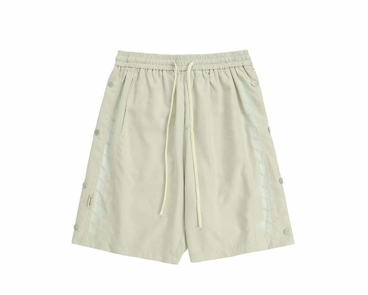 BJHG Y2K Grunge Button-Up Shorts - 90s Retro Summer Outfit, Pastel Goth, Hip Hop Fashion