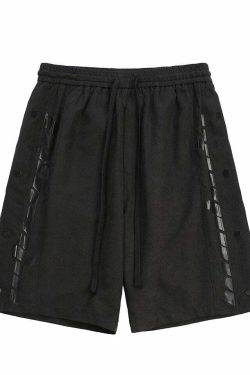 BJHG Y2K Grunge Button-Up Shorts - 90s Retro Summer Outfit, Pastel Goth, Hip Hop Fashion