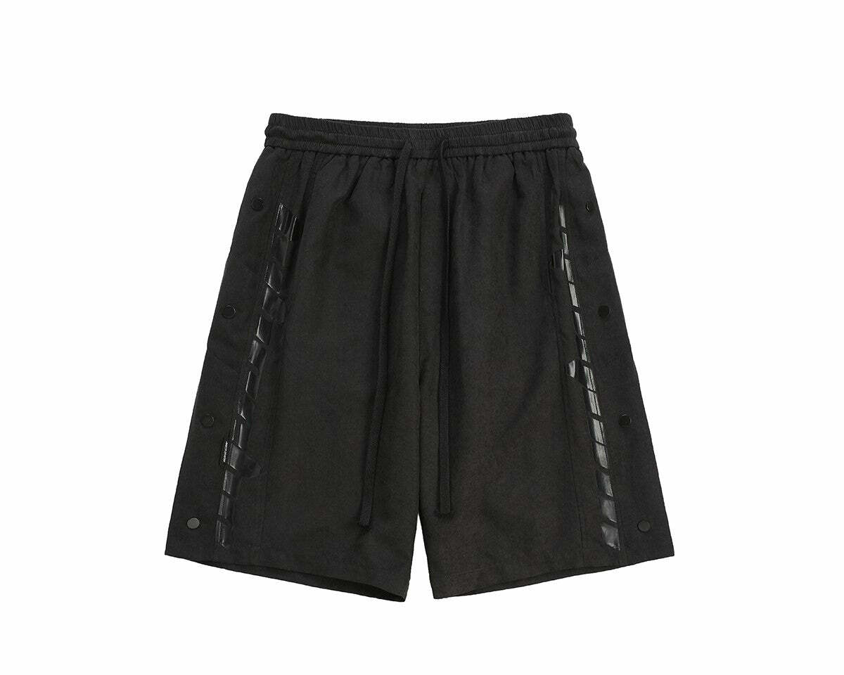 BJHG Y2K Grunge Button-Up Shorts - 90s Retro Summer Outfit, Pastel Goth, Hip Hop Fashion