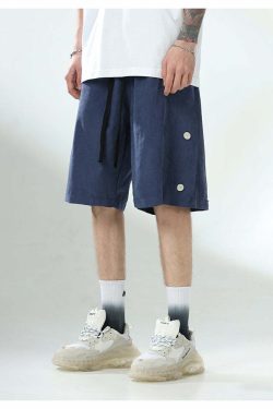 BJHG Y2K Grunge Button-Up Shorts - 90s Retro Summer Outfit, Pastel Goth, Hip Hop Fashion