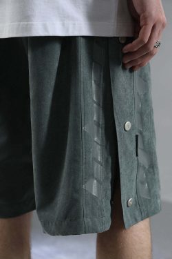 BJHG Y2K Grunge Button-Up Shorts - 90s Retro Summer Outfit, Pastel Goth, Hip Hop Fashion