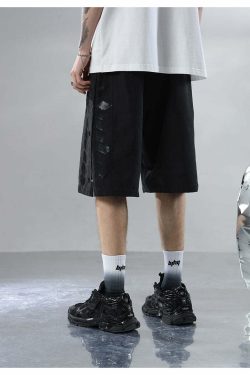 BJHG Y2K Grunge Button-Up Shorts - 90s Retro Summer Outfit, Pastel Goth, Hip Hop Fashion