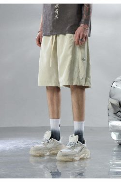 BJHG Y2K Grunge Button-Up Shorts - 90s Retro Summer Outfit, Pastel Goth, Hip Hop Fashion