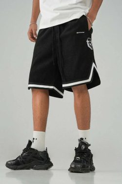 BJHG Y2K Grunge Contrast-Lined Lounge Shorts - 90s Retro Summer Outfit for Women