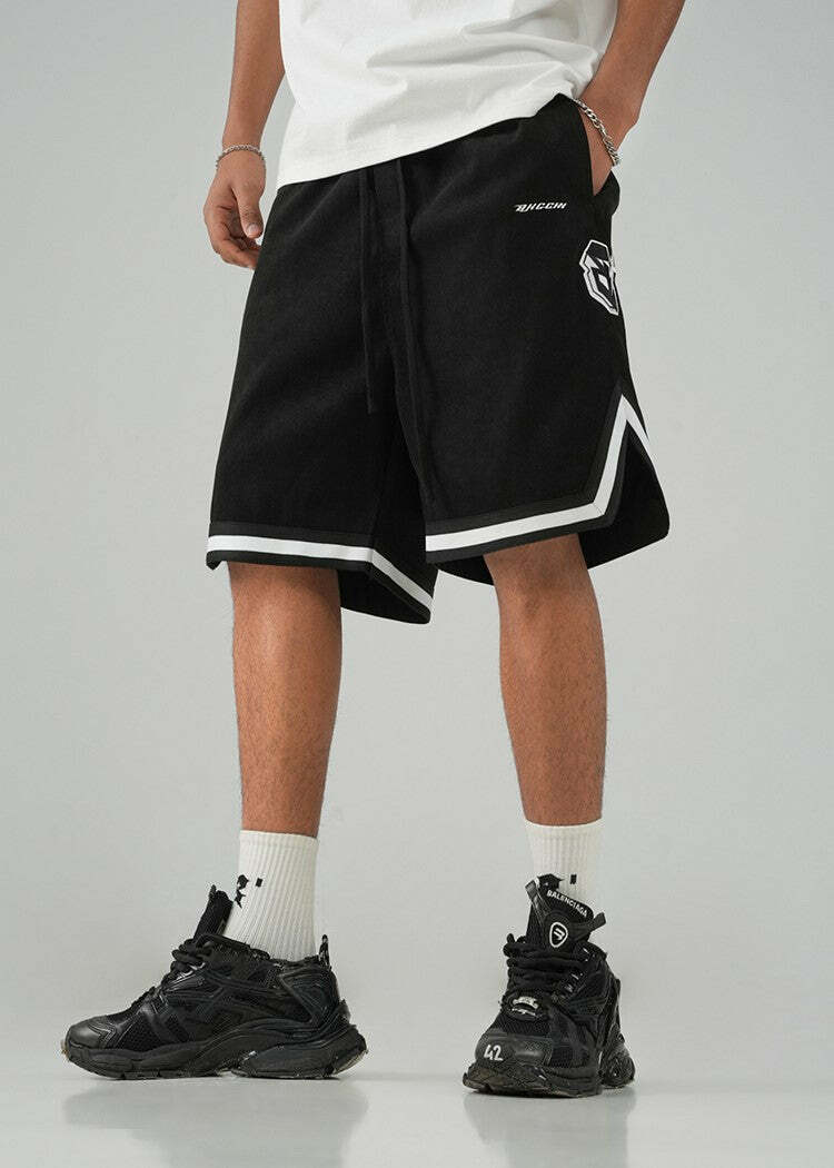 BJHG Y2K Grunge Contrast-Lined Lounge Shorts - 90s Retro Summer Outfit for Women