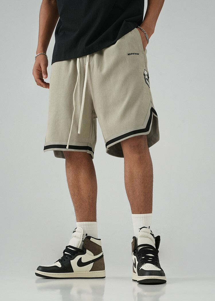 BJHG Y2K Grunge Contrast-Lined Lounge Shorts - 90s Retro Summer Outfit for Women