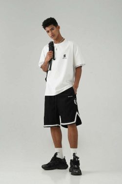 BJHG Y2K Grunge Contrast-Lined Lounge Shorts - 90s Retro Summer Outfit for Women