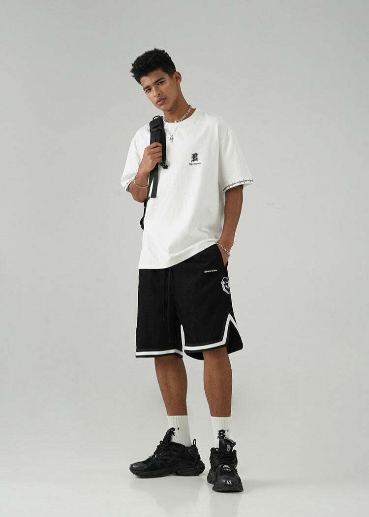 BJHG Y2K Grunge Contrast-Lined Lounge Shorts - 90s Retro Summer Outfit for Women